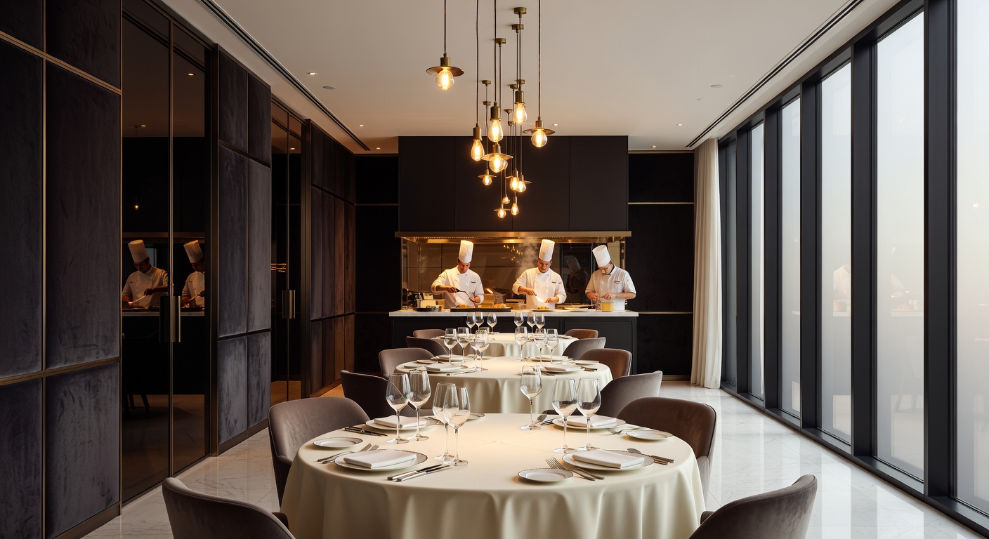 Fine dining restaurant interior in luxury hotel